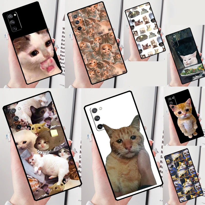 Фото Чехол Crying Cat Memes для Samsung Galaxy S21 S22 S23 Ultra S20 FE Note 20 Ultra S8 S9 S10 Note 10 Plus Cover №1