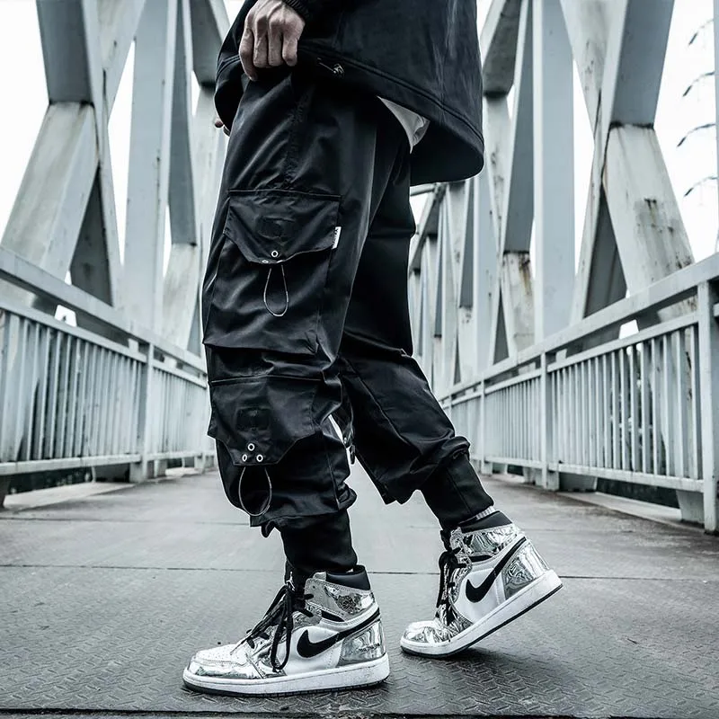 

Cargo Pants Hip Hop Joggers Men Loose Harem Pants Multi-pocket Ribbon Men's Pants Trousers Casual Streetwear Sport Pants for Men