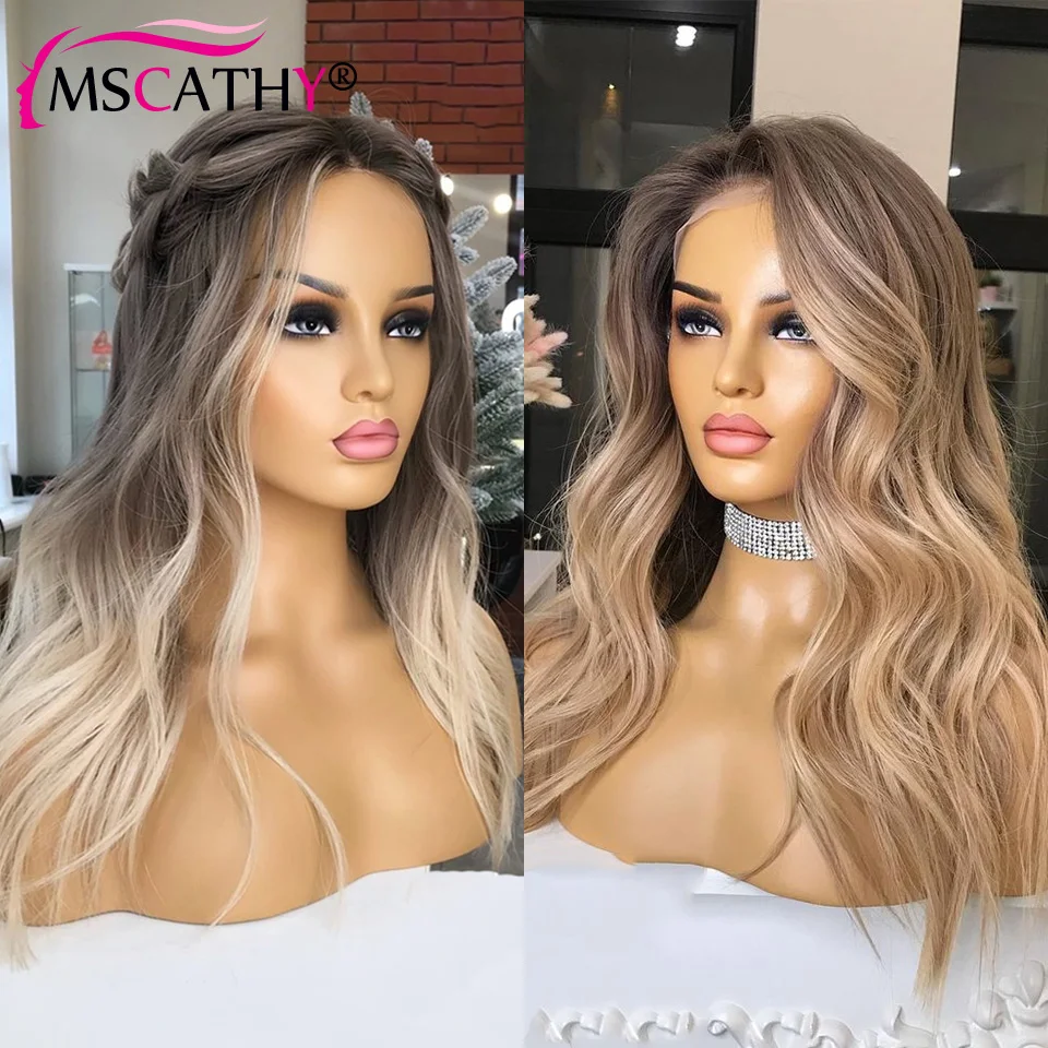13x4 Ash Grey Blonde Lace Front Human Hair Wigs Highlight Blonde Colored Lace Front Wig Ombre HD Transparent Lace Frontal Wigs