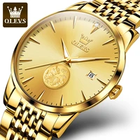luxury original olevs gold watch for men business automatic mechanical watch waterproof fashion brand wrist watches mens 6665