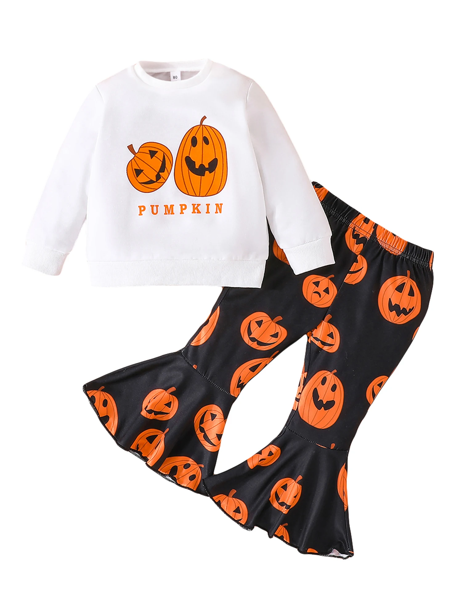 

MALCIKLO Baby Boys Halloween Fall Outfits Ghost Print Crew Neck Long Sleeve Sweatshirts Jogger Pants