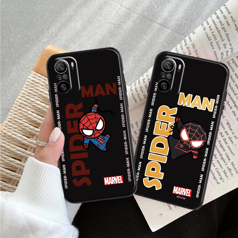 

Marvel Spider Man Q Is Cute For Xiaomi Redmi Matte Black Cover Silicon TPU Soft Cases Back Cover K20 K30 K40 Pro Plus Case Back