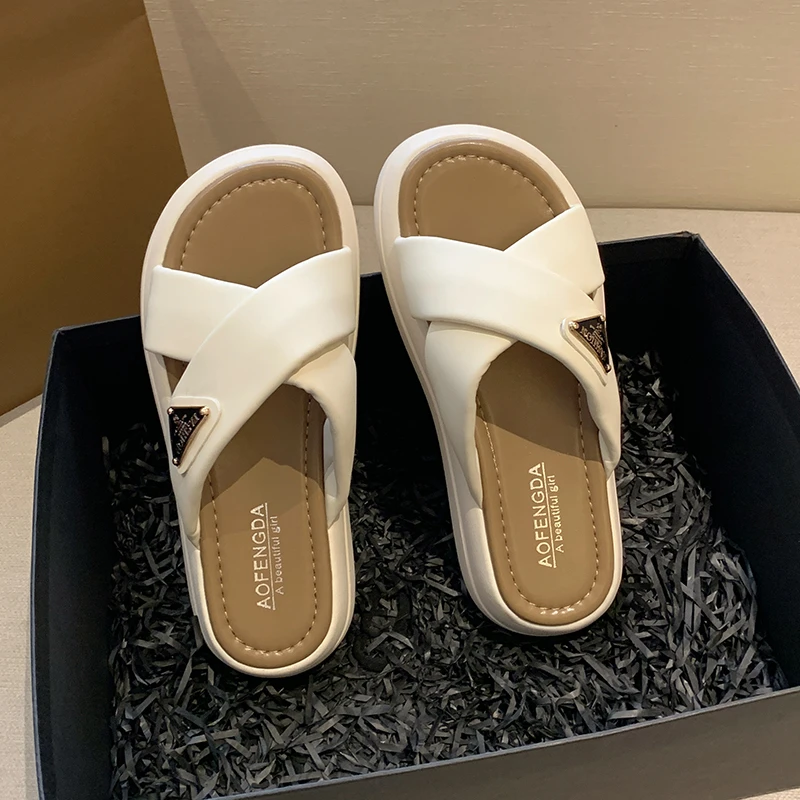 

Women Slippers Platform Sandals Pumps Lady Casual Shoes PVC Rubber Sides 2023 Fashion Mules Slipper Comfortable Shoe For Female