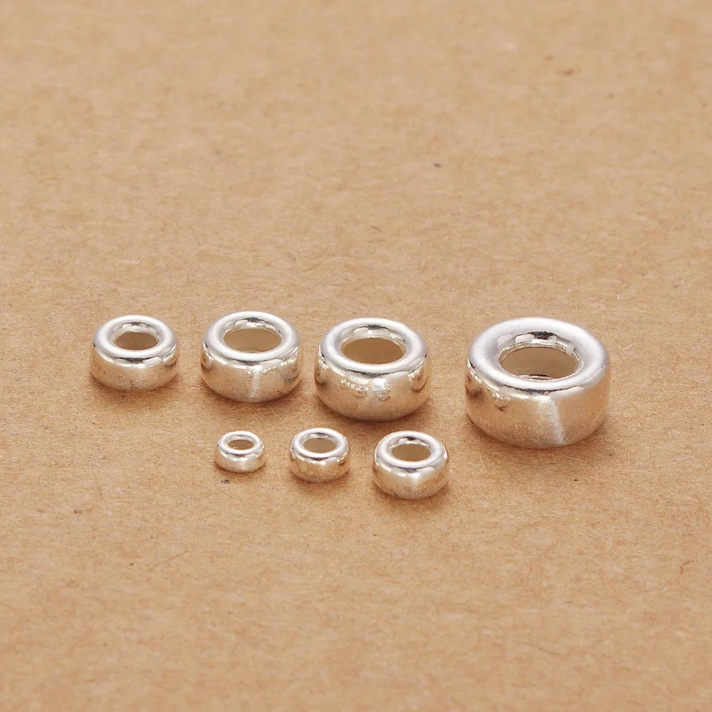 

Мерная Серебряная бусина в блистере, бусина с колесом для учеников, плоская бусина, аксессуары «сделай сам», серебряная бусина россыпью, пол...