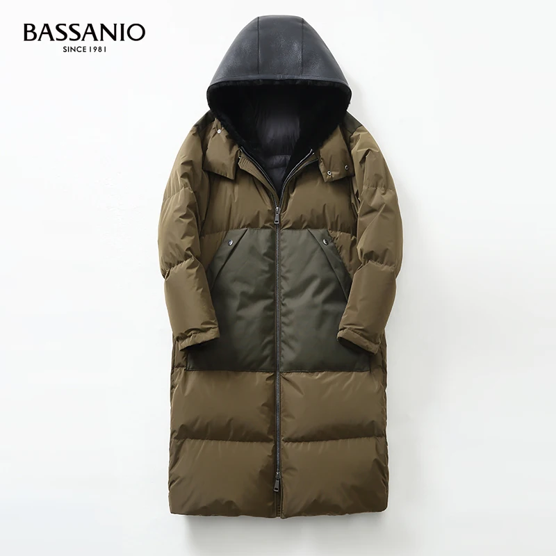 New Men Long Winter Warm Removable Wool Skin Collar Hooded White Goose Down Coat