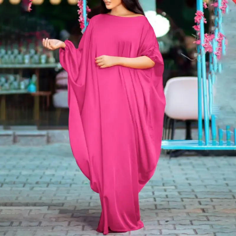 

VONDA Autumn Women Long Sleeve Solid Dress Female O Neck Solid Loose Kaftan Maxi Sundress Party Evening Long Vestido Oversized