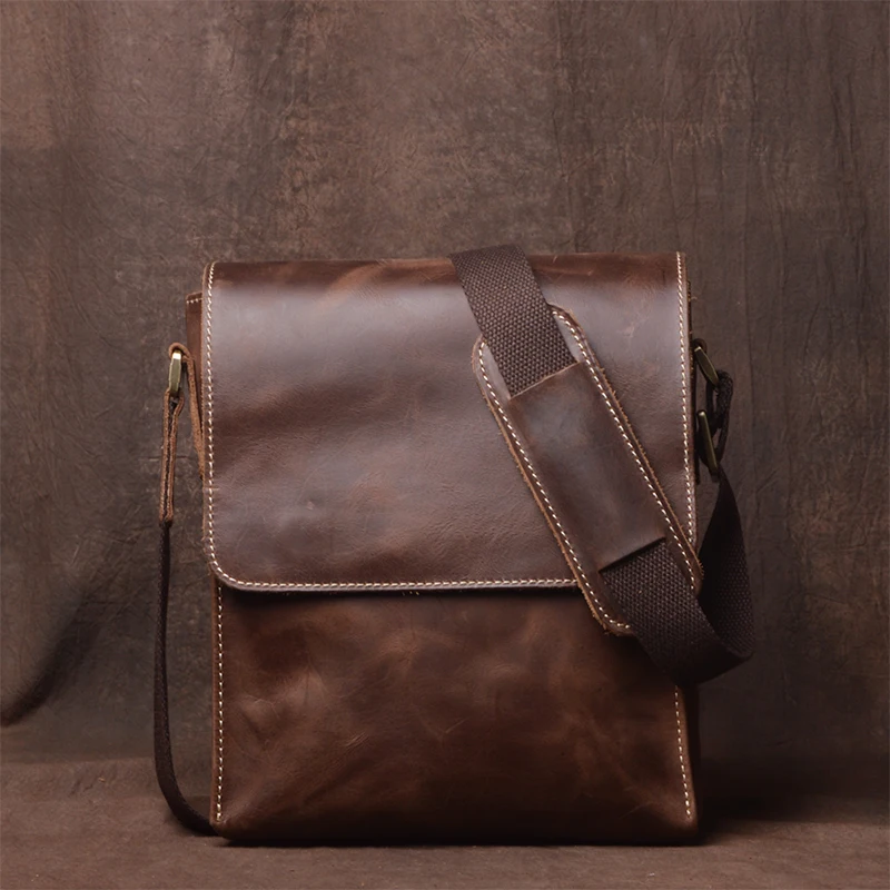 Daily Men's New Leather Design Bag Shoulder Handmade Crazy Men Messenger Bag For Horse Casual Sling Bags Classic Vintage