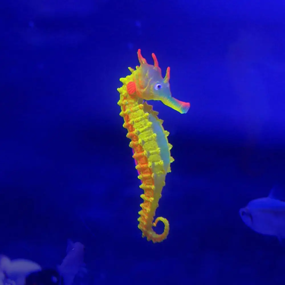 

Artificial Cute Glowing Environmental friendly Luminous Sea Horse Silicone Hippocampus Aquarium silicone Fish Tank Decoration