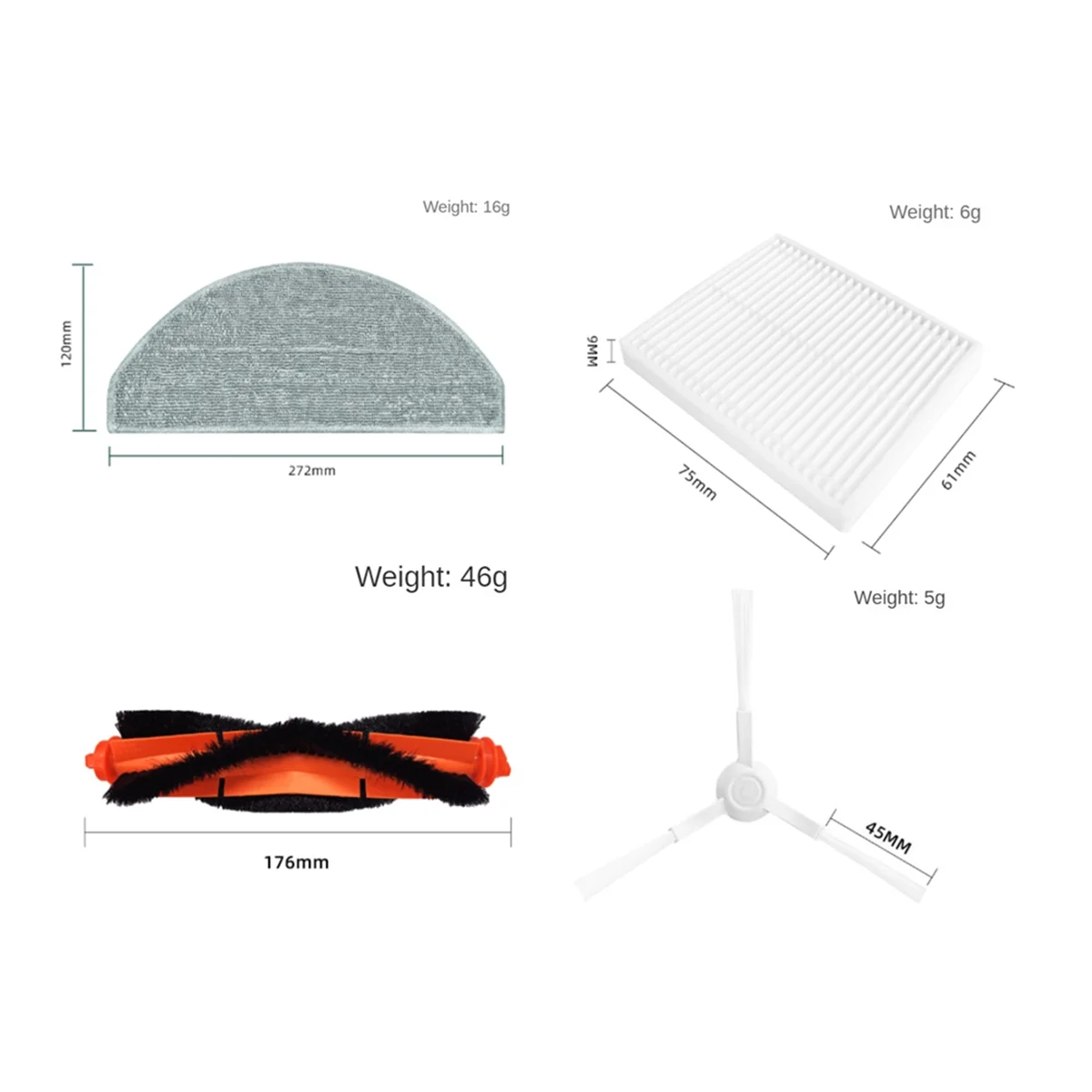 

13PCS for Xiaomi Robot Vacuum E10 B112 / E12 Vacuum Replacement Parts Accessories Main Side Brush Hepa Filter Mop Cloth