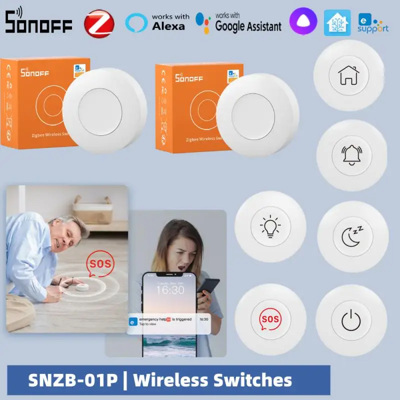 Sonoff SNZB-01P Беспроводной переключатель Zigbee SOS Аварийная кнопка