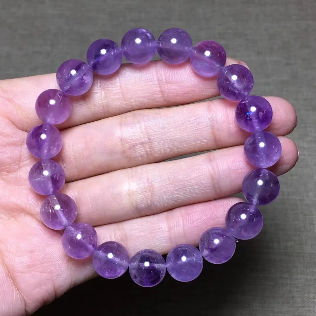 

10mm Natural Lavender Amethyst Crystal Bracelet Jewelry For Women Men Healing Love Gift Round Beads Stone Gemstone Strands AAAAA