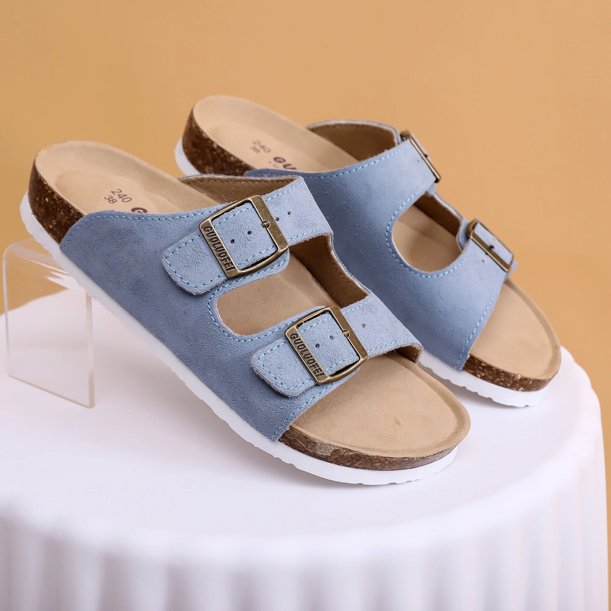 2023 Classic Women Grain Leather Cork Birken Stock Slip On Sandals Beach Slippers Luxury Brand Design Flat shoes