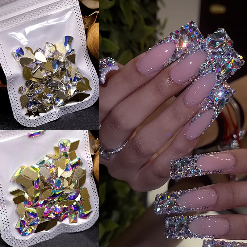 

Mix Crystal Nail Charm Aurora 3D Glitter Manicure Rhinestone Flatback Glass Diamond Gems Decoration