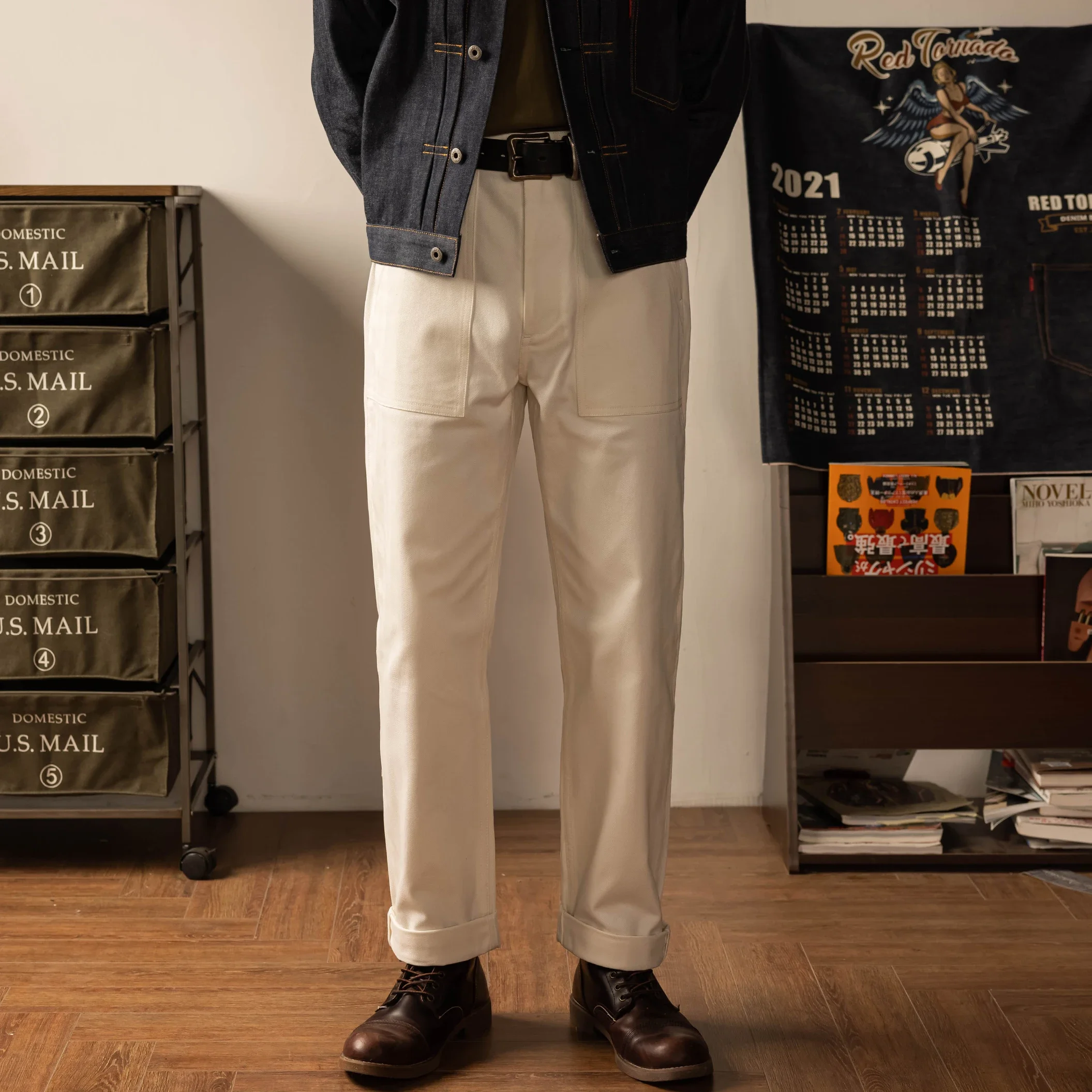 P41-0002 Us Брюки-карго в стиле милитари Мужские хлопковые брюки 9 унций Vintage Og107