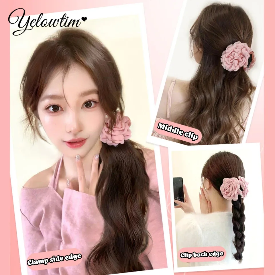 Заколка в виде розовых когтей волнистые наращивания хвоста кусок волос из