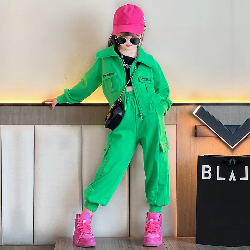 

Children's Clothing Sets Casual Tracksuit Spring Autumn New Tops + Overalls 2pcs Kid Girls Clothes Streetwear Jacket Suit 4-14 Y