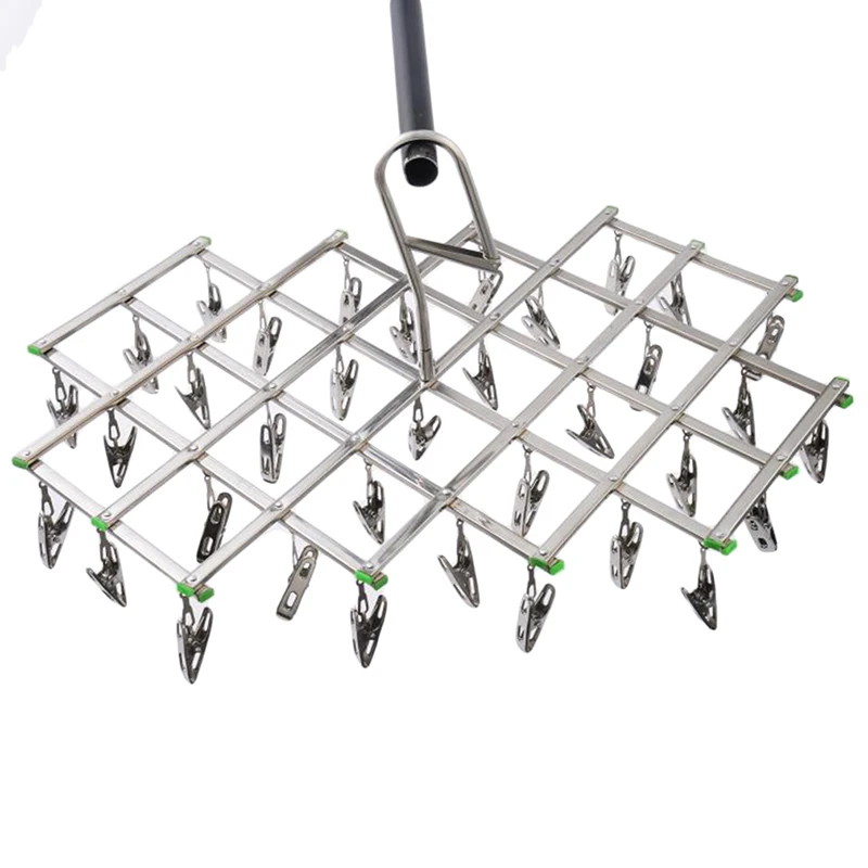 

10/16/20/24/35 Clips Foldable Clothes Rack Hanger Airer Stainless Steel Underwear Sock Flat Head Rust Resistant Strong Grip Clip