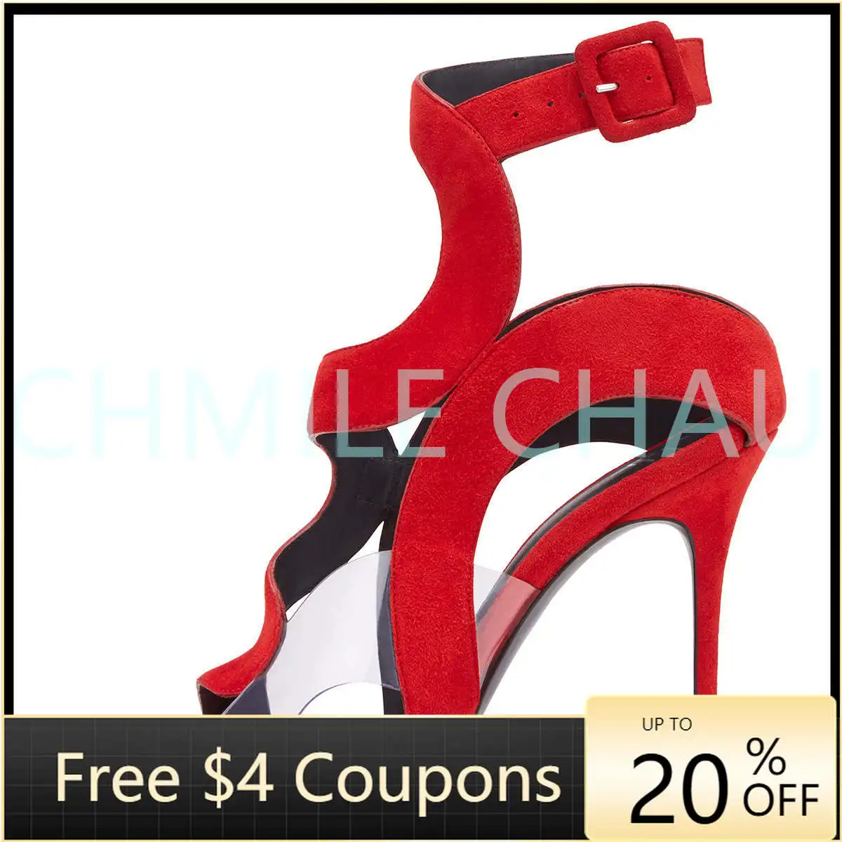 

Женские босоножки на очень высоком каблуке, черные босоножки в римском стиле с ремешком с пряжкой, модельные вечерние туфли, модель 217-CHC-31, лето 2019