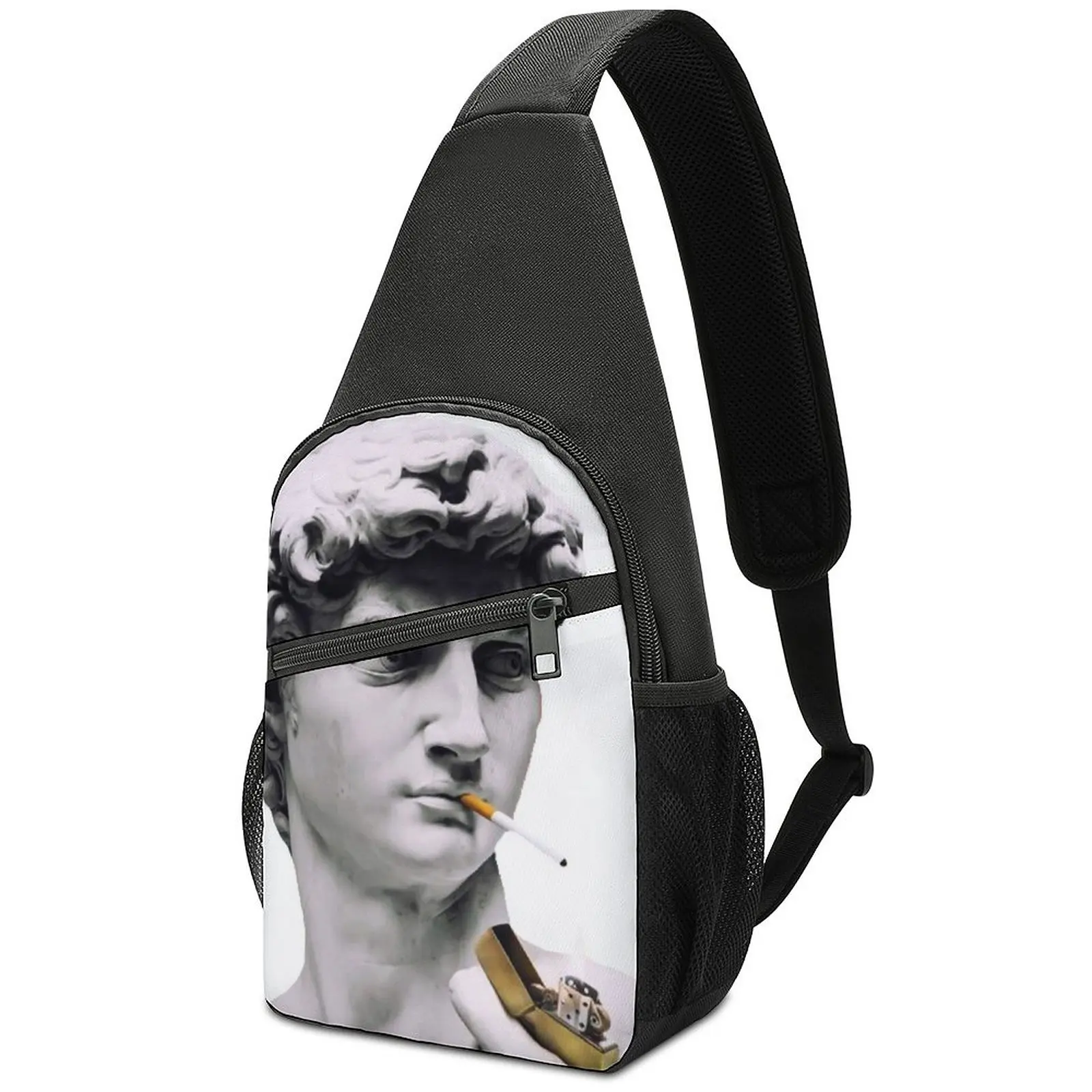 

David Michelangelo Smoking Shoulder Bags Sculpture Art Fishing Chest Bag Male Sport Graphic Sling Bag Kawaii School Small Bags