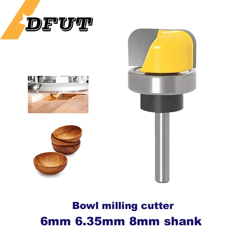 

1-3Pcs 6mm/6.35mm/8mm Shank Bowl Tray Router Bit 1-1/8" Diameter Round Nose Milling Cutter Woodworking Corner Rounding Router