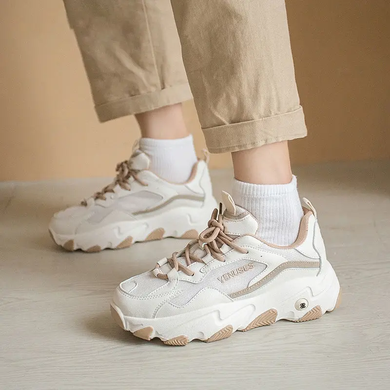 

New Daddy Shoes Women's Jelly Bottom White Shoes Female Students Thick Bottom Casual Sneakers Ins Fashion