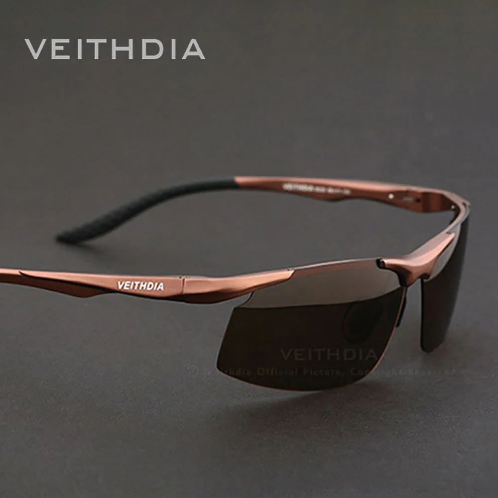 Купи VEITHDIA Sunglasses Aluminum Men Polarized UV400 Lens Rectangle Rimless Driving Fishing Sun Glasses Sports Eyewear For Male 6535 за 744 рублей в магазине AliExpress