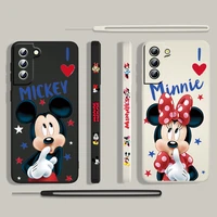 mickey mouse love minnie for samsung galaxy s22 s21 s20 s10 note 20 10 ultra plus pro fe lite 5g liquid left rope phone case