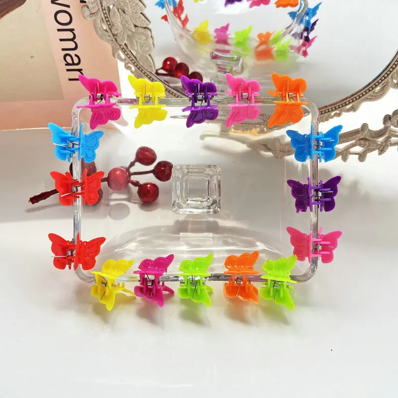 

16pcs/lot Mixed Color Butterfly Hair Clips Children's Small Clip Jelly Color Grip Claw Barrettes Mini Clamps Hair Accessories