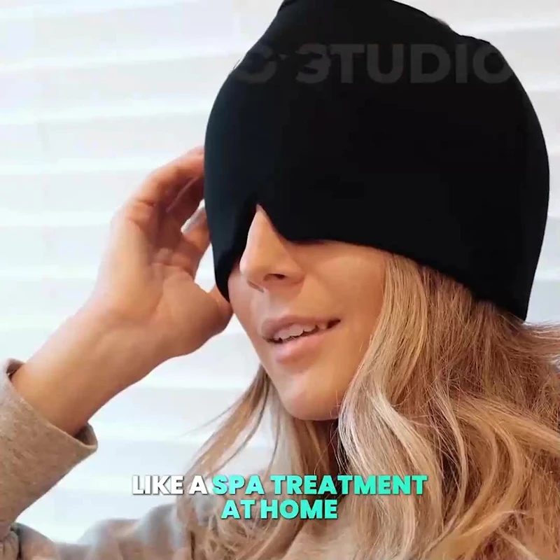 

Gel Ice Headache Migraine Relief Hat Cold Therapy Migraine Relief Cap Comfortable & Strechable Ice Pack Eye Mask For Puffy Eyes