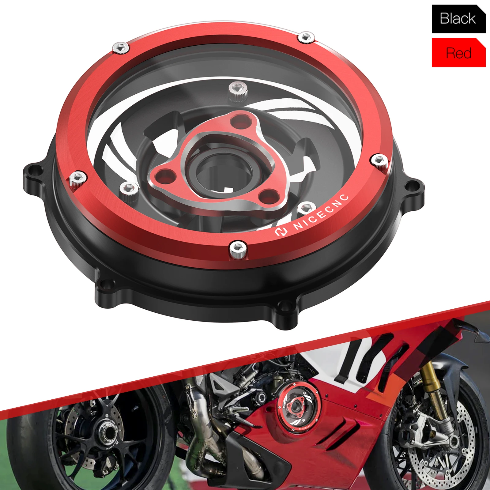

Motorcycle CNC Aluminum Engine Clear Clutch Cover Protector for Ducati Panigale V4 Panigale V4S V4 S 2018 2019 2020 2021