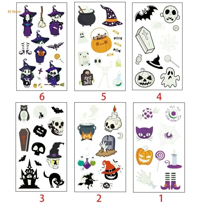 

Halloween Waterproof Temporary Tattoo Stickers Glow in the Dark Party