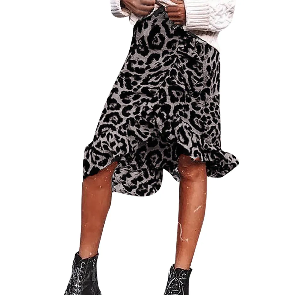 

Плиссированная Женская Повседневная Длинная юбка с леопардовым принтом и высокой талией
