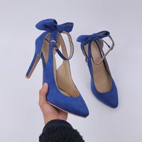 women high heels womens thin heels ladies buckle strap woman sexy pointed toe pumps fashion bowknot shoes female plus size 43