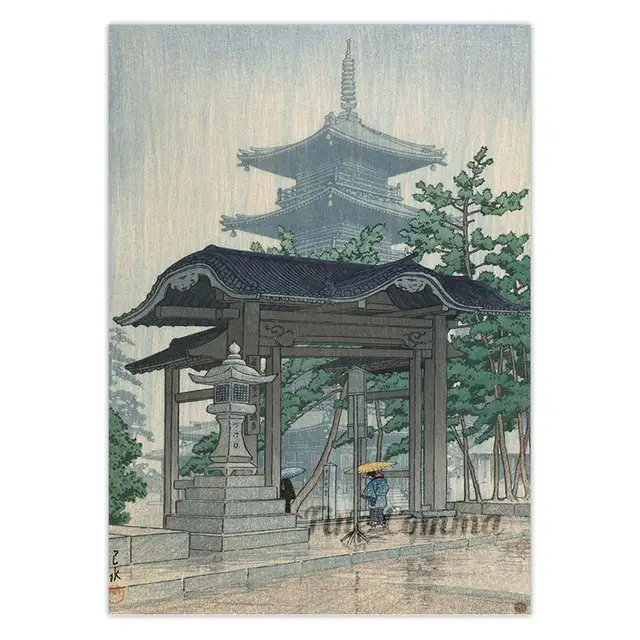De Zensetsu храм в Саншу хасуй кавасе винтажный Японский художественный  постер деревянный блок холст печать Азиатский пейзаж настенное искусство  домашний декор | AliExpress