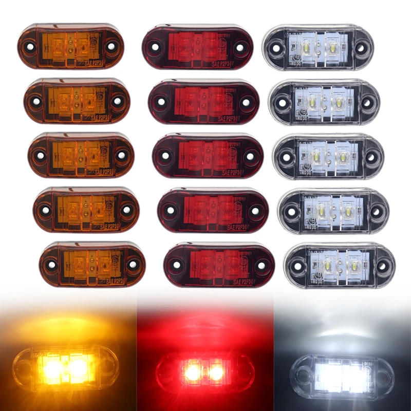 

10pcs 12V 24V Warning Light LED Clearance Light Oval Trailer Truck Amber White Red LED Side Marker Lamps Truck accessorie