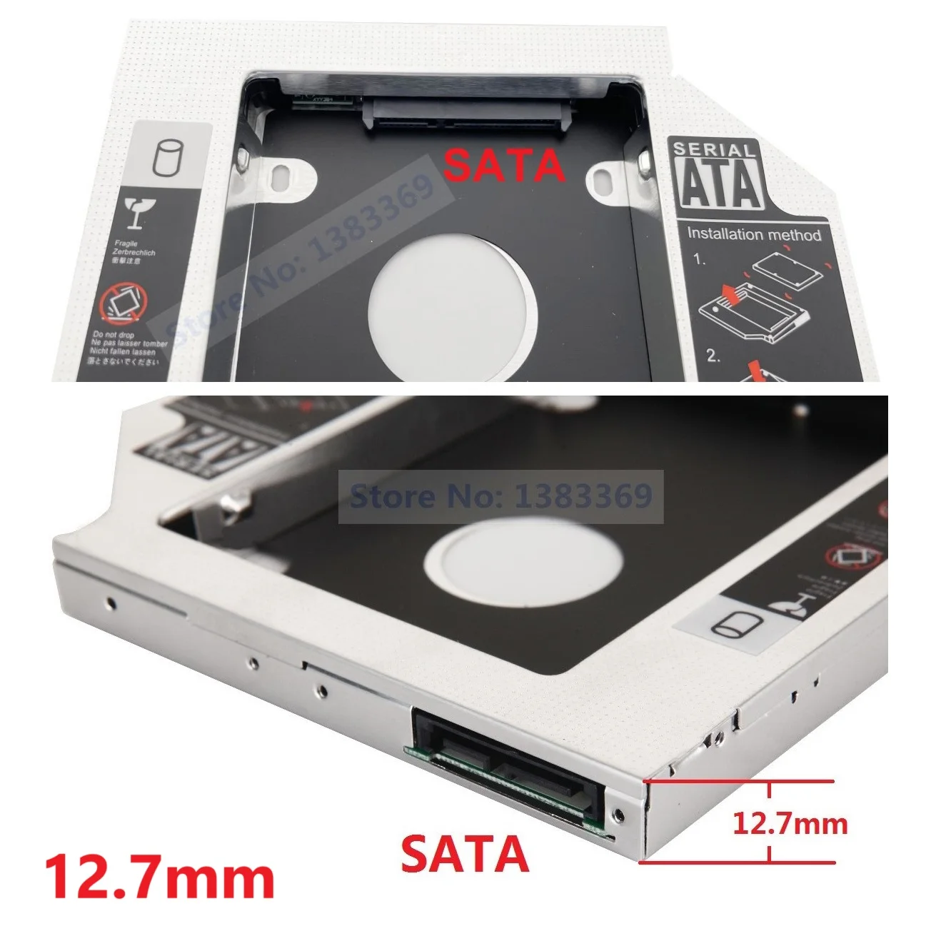 Фото Второй дополнительный жесткий диск HDD, оптический отсек, кронштейн-адаптер для Clevo P170HM P157SM P370SM P170SM P151HM1 W370ST W370ET W150er №4