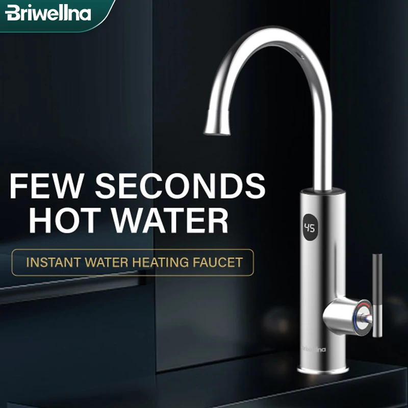 Briwellna Electric Water Heater 220V 2 in 1 Kitchen Faucet Tankless Water Heating Tap Electric Geyser Flowing Heated Mixer