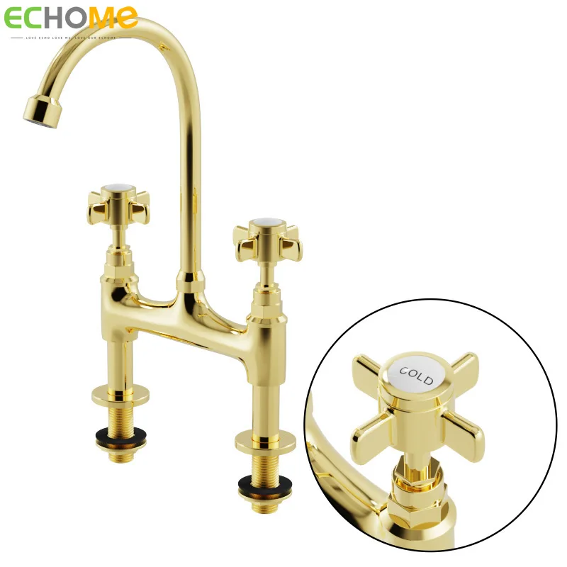 

Медный смеситель для раковины в ванную комнату, вращающийся кран с двойным отверстием для горячей и холодной воды, аксессуары для ванной и кухни