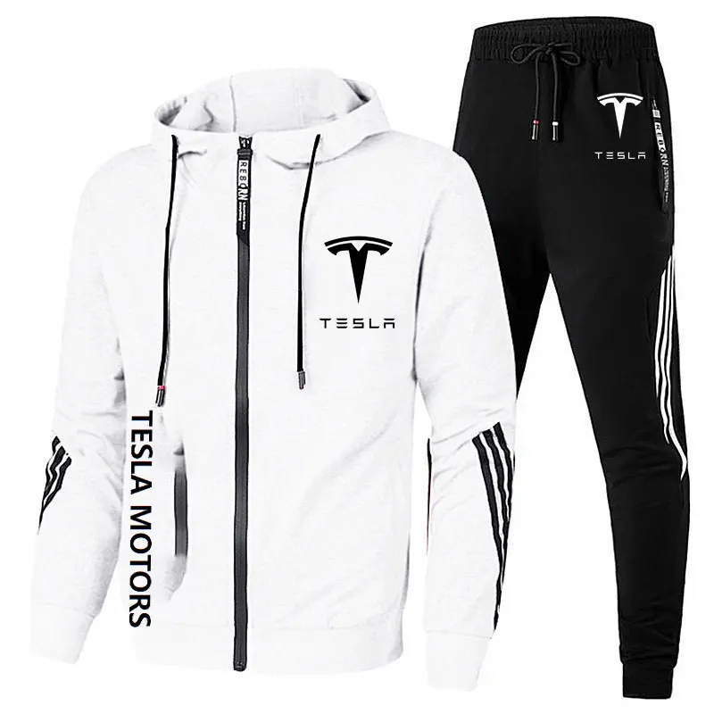 Men's Luxury Reflective Design Tracksuit Man Zipper Hoodies Male Sport Sweatshirt+Sweatpants Suit 2Pcs Warm Jacket Sets Outwear