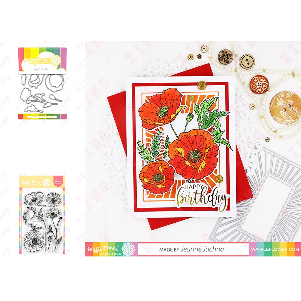 

2022 New Poppy - August Birth Flower Metal Cutting Dies Scrapbook Decoration Embossing Stamps Diy Gift Card Handmade Craft Molds