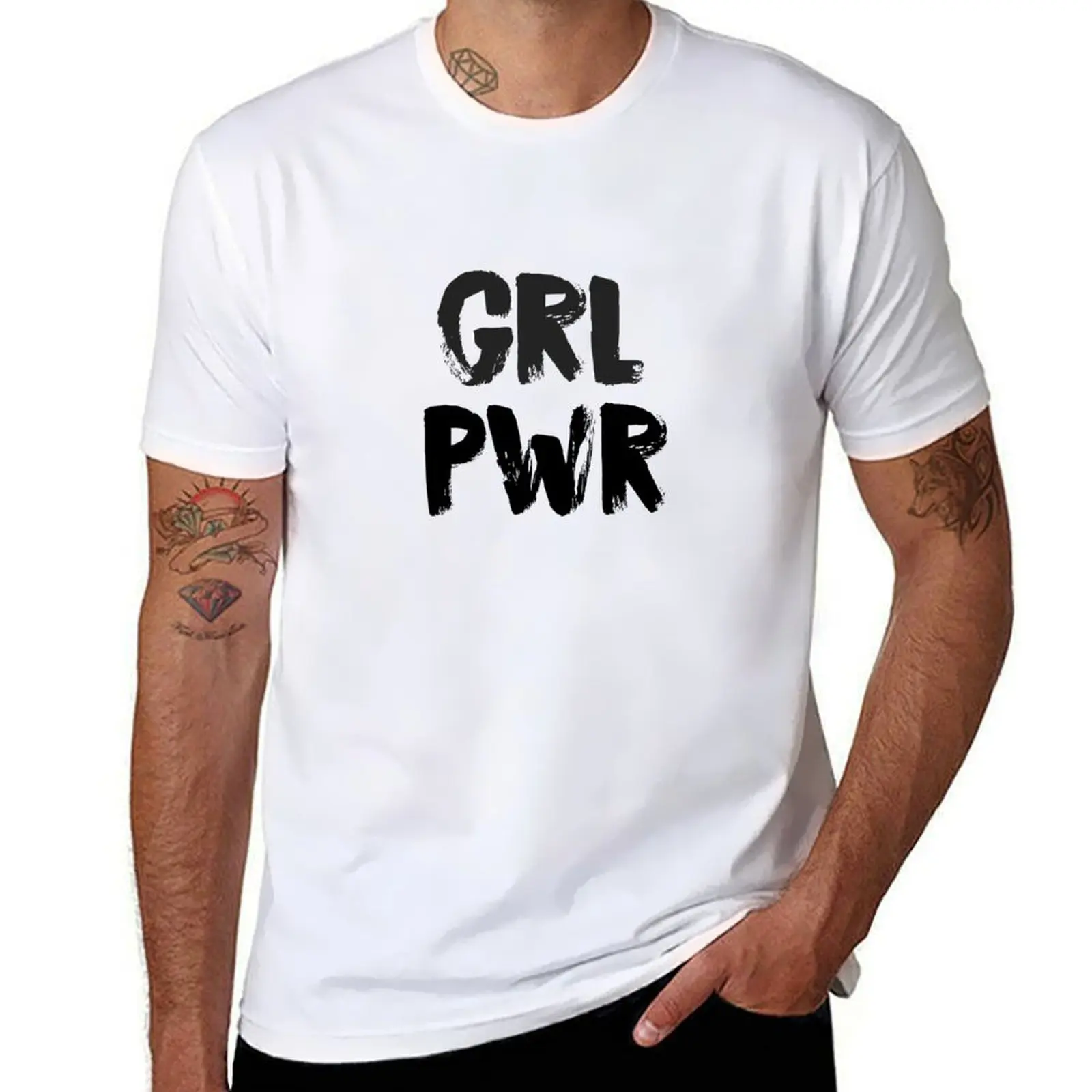 GRL PWR - девушка сила феминизм цитата футболки с рисунком спортивные фанаты мужские