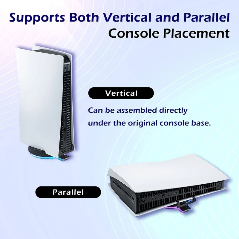 

P9YE Adjustable RGB Console Stand,LED Light Base Vertical Horizontal Station Holder for Console