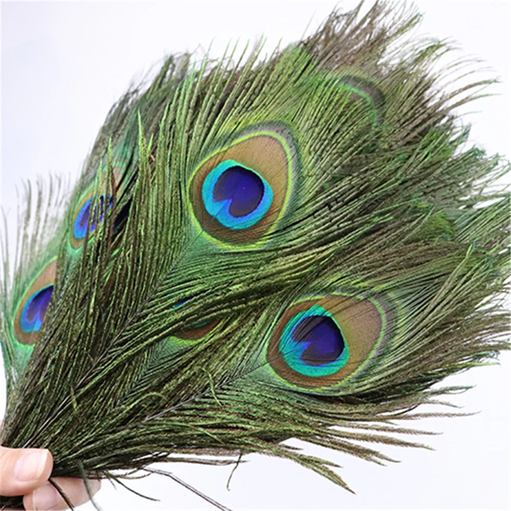 

10/20pcs 40-50cm Natural High Quality Peacock Feather Emerald Diy Jewelry Vase Stage Wedding Party Accessories Decoration