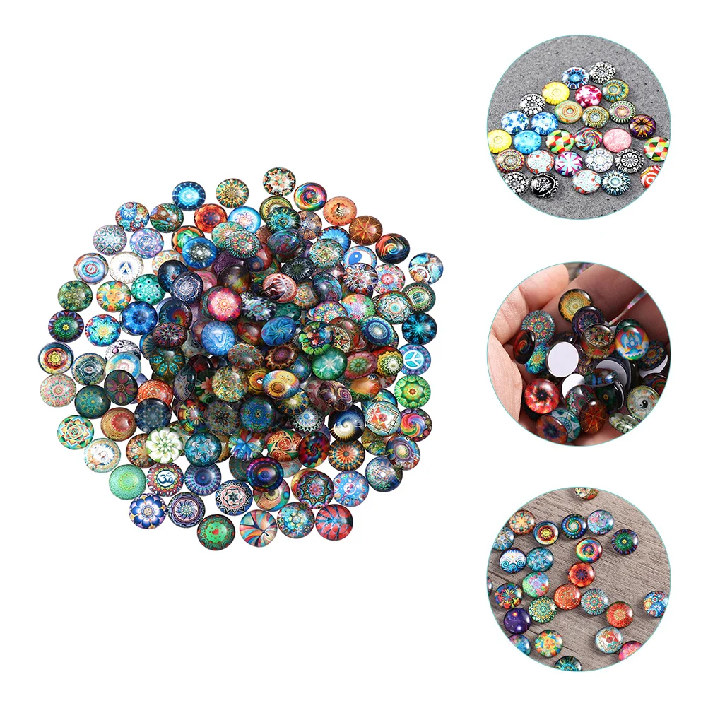 

Flat Beads Gemstone Mandala Round Making Mosaic Crystal Dome Jewelry Domes Loose Kaleidoscope Crafts Tiles Mancala Supplies