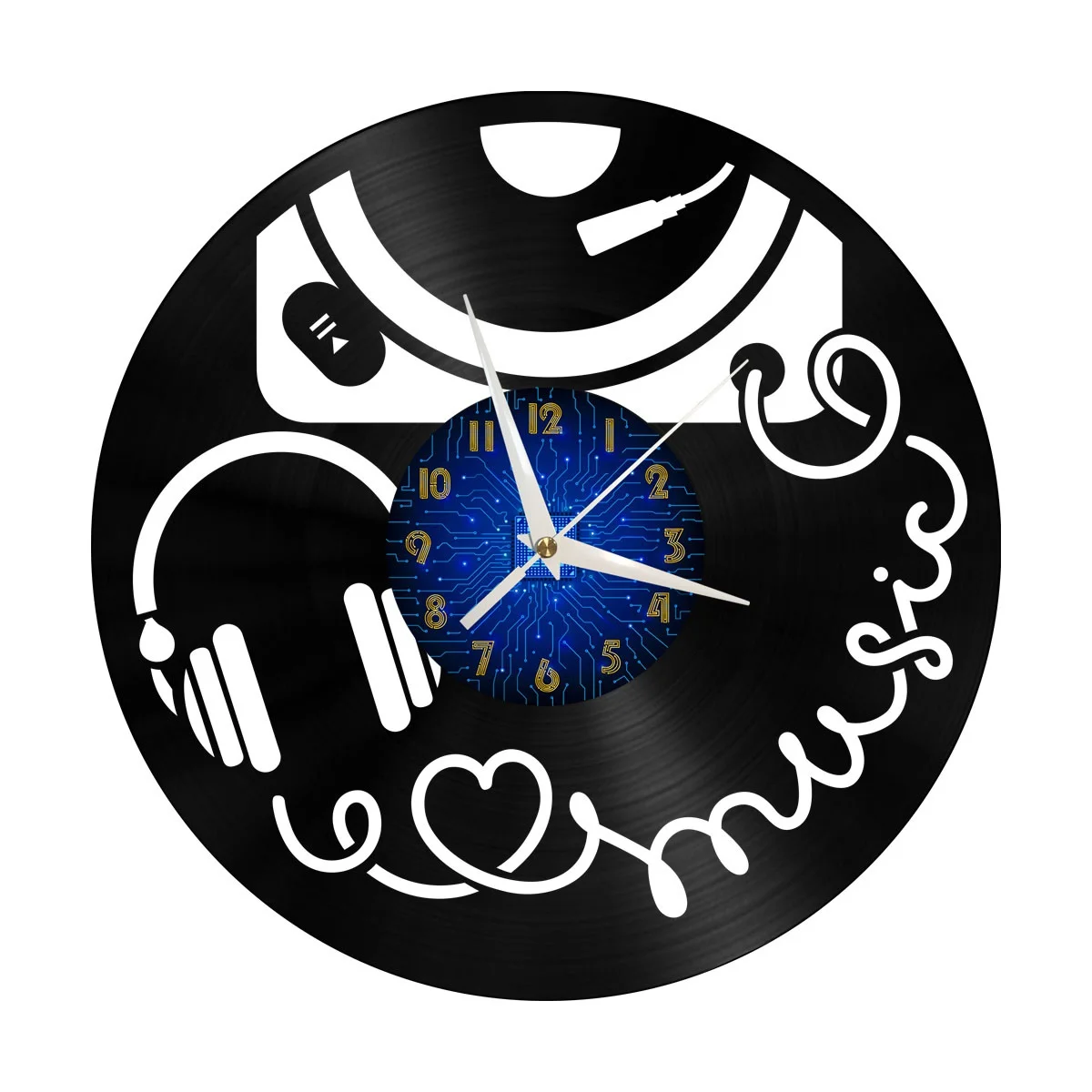 

DJ Monitoring Equipment Vinyl Wall Clock, Vinyl Record Clock Wall Art Silent & Non-ticking