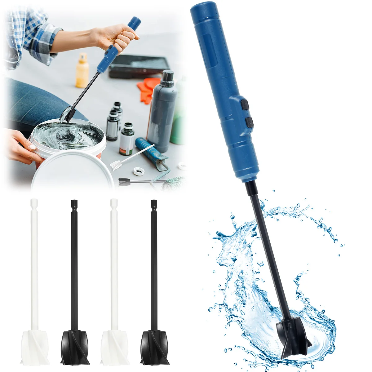 

Electric Mixer Rechargeable Powerful Epoxy Mixer Hand-held Resin Stirrer with 4 Reusable Mixer Paddle for Mixing Epoxy Resin
