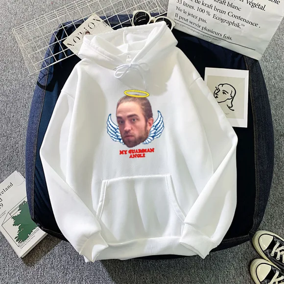 

Long Sleeve Men Hoodies Robert Pattinson 90s Vintage Unisex Oversize Long Sleeve Pullover Sweatshirts Harajuku Streetwear Tops