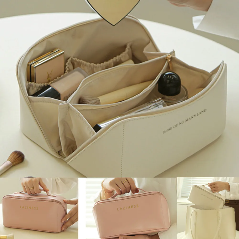 

Waterproof Makeup Bag Leather Cosmetic Bag Large Capacity Women Multifunction Toiletries Organizer Portable Travel Storage Case