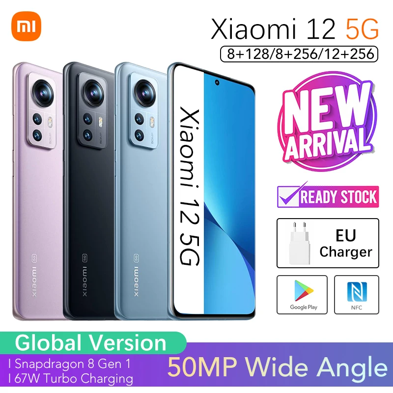 

Xiaomi 12 12GB 256GB Global Version 5G Cellphone | Original Brand New | Sealed Unlocked | EU Charger