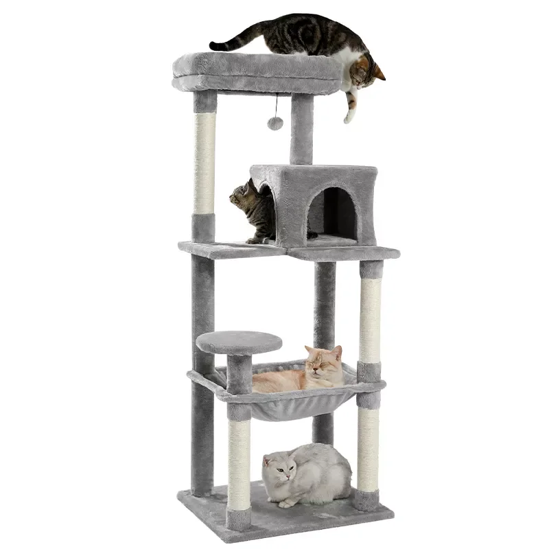 

Luxury Cat Tree Multi-level Cat Climbing Tower with Scratching Post Sturdy Activity Center with Hammock Lovely Cat House